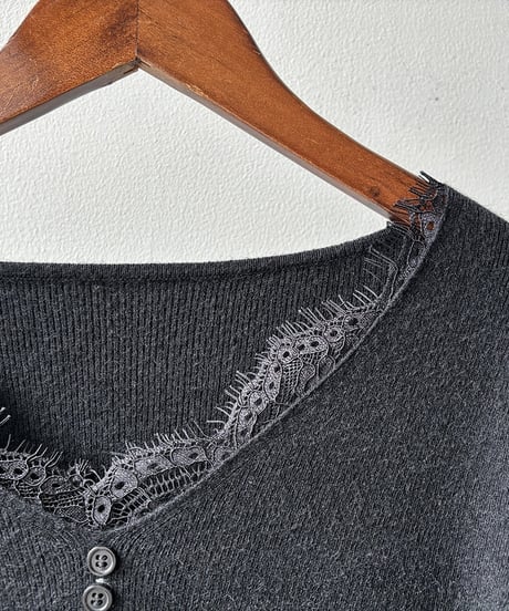 v-neck lace knit