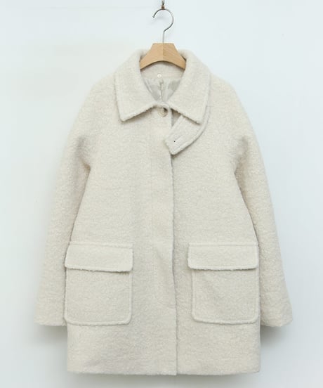 bouclé fur collar half coat
