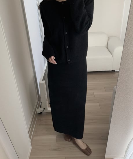 wool cashmere slits long skirt