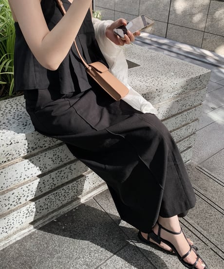 pintuck maxi skirt