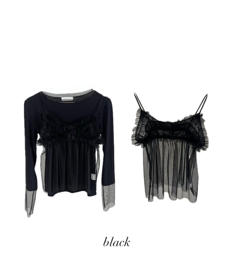 tulle sleeve shirt & tulle camisole