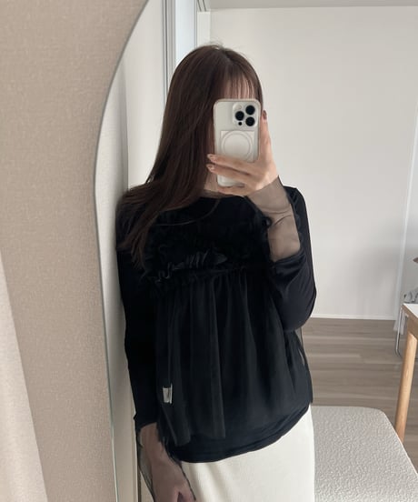 tulle sleeve shirt & tulle camisole