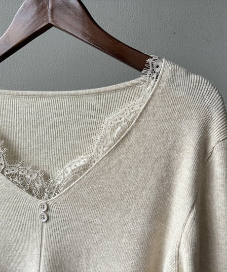 v-neck lace knit