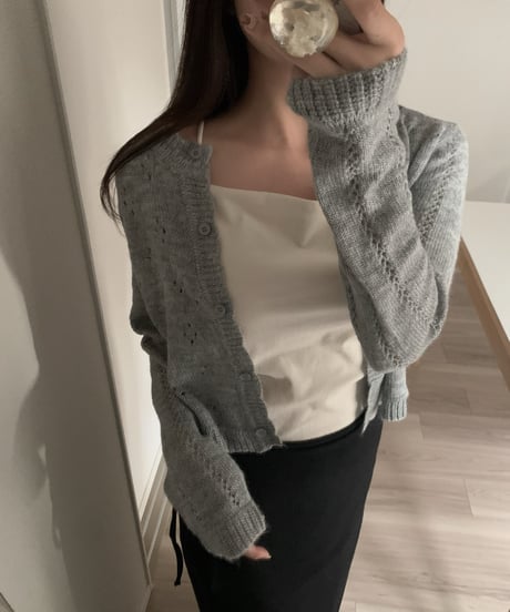 punched wool cardigan