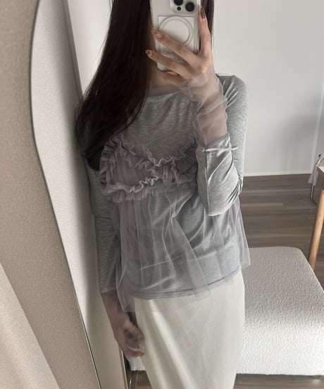 tulle sleeve shirt & tulle camisole