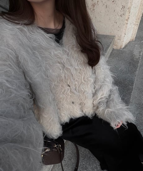 long hair fur cardigan