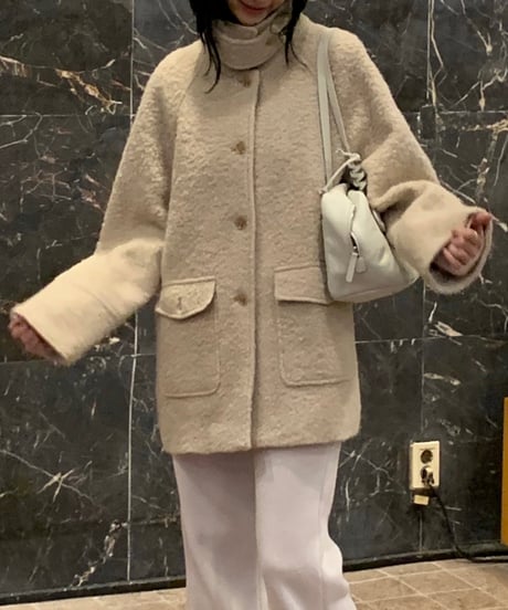 ［即納］alpaca wool soft bouclé coat