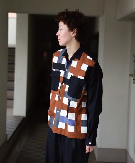 HEART ART×Dhal MATSURI  Open Collar Shirt