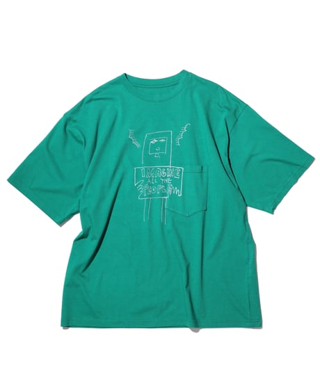 1027 × TAKAHIKO KAWAMURA TEE / Green - Imagine all the people