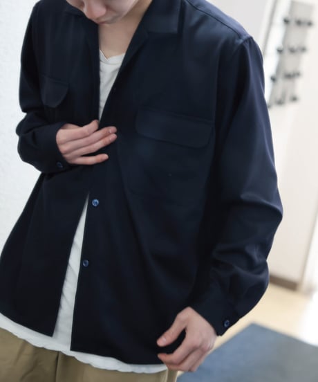 Dhal / 2/72 Wool Gaba Open Collar Shirt