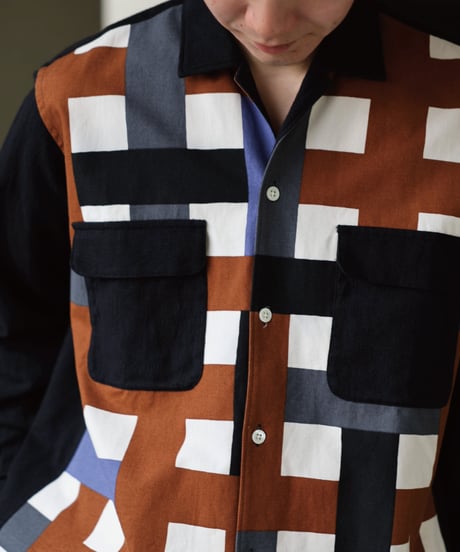 HEART ART×Dhal MATSURI  Open Collar Shirt