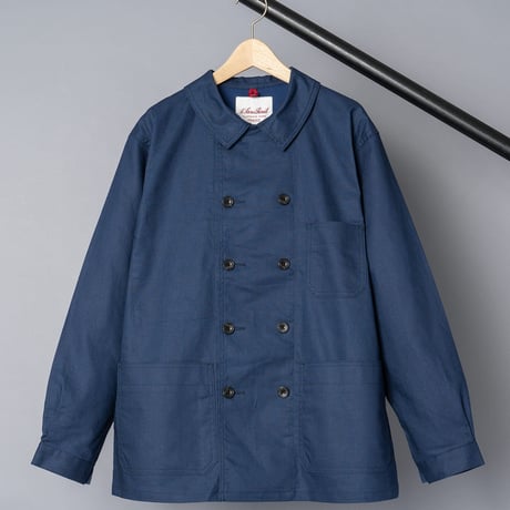 【 Le Sans Pareil / ルサンパレイユ 】 COTTON LINEN POPLIN TRADITIONAL DOUBLE COVERALL femme (NAVY)