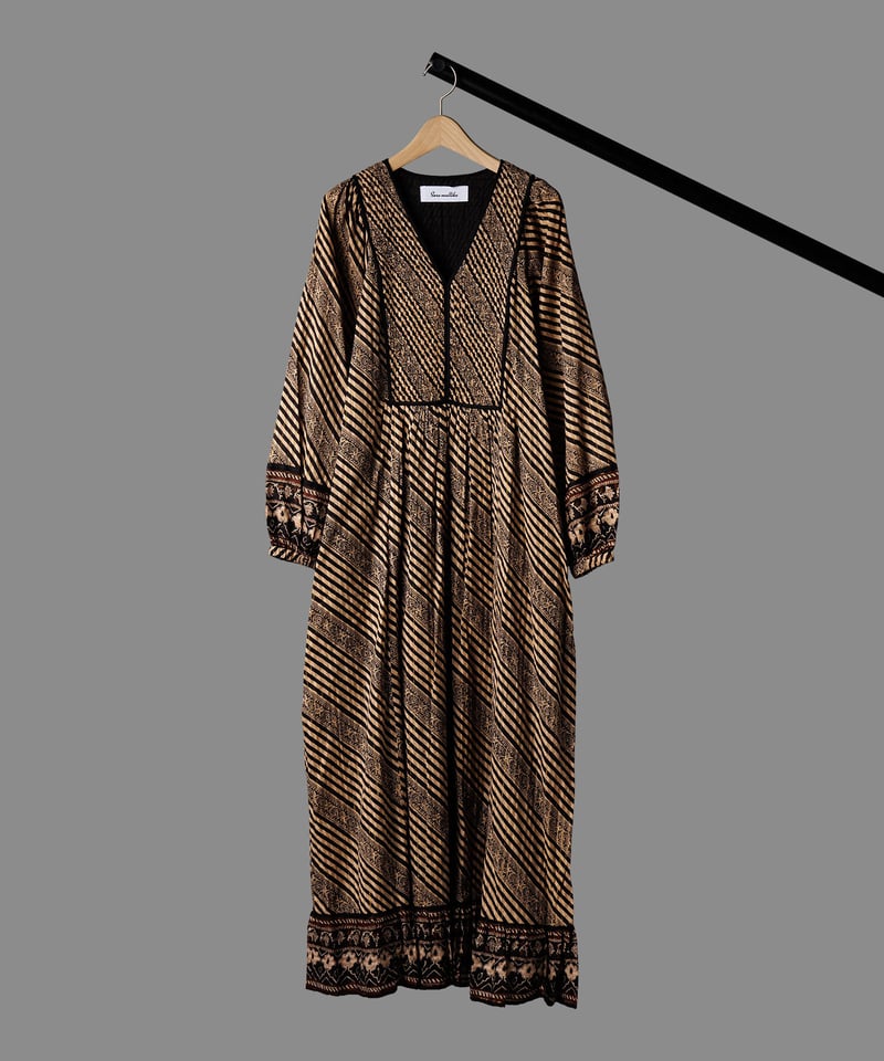 サラマリカ】Cotton Stripe Ethnic Print Dress-