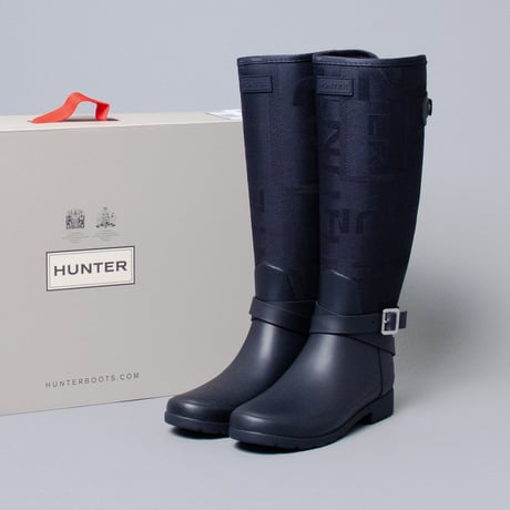【 HUNTER / ハンター 】womens refined jacquard tall boot (NAVY)