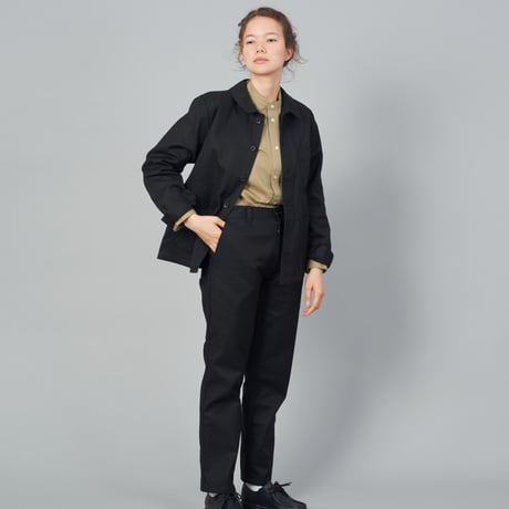 【 Le Sans Pareil / ルサンパレイユ 】 COTTON TWILL TRADITIONAL COVERALL femme (BLACK)