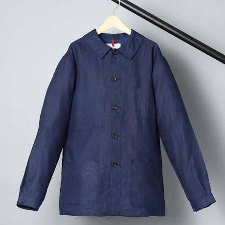 【 Le Sans Pareil / ルサンパレイユ 】INDIGO / SULFER LINEN TRADITIONAL COVERALL homme （BLUE）