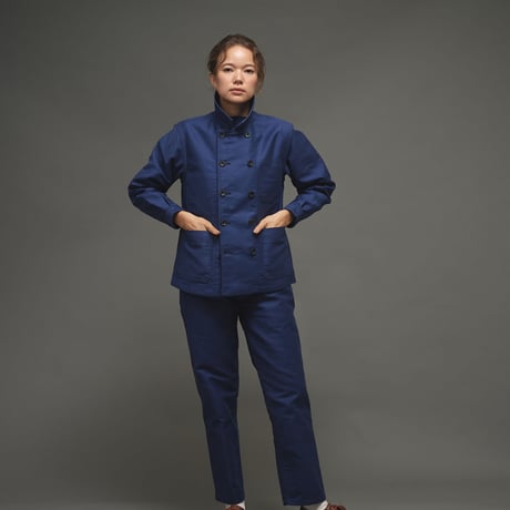 【 Le Sans Pareil / ルサンパレイユ 】 COTTON MOLESKIN TRADITIONAL DOUBLE COVERALL femme (NAVY)
