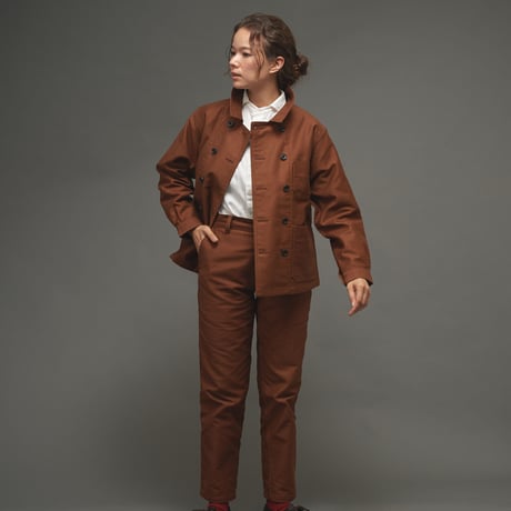 【 Le Sans Pareil / ルサンパレイユ 】 COTTON MOLESKIN TRADITIONAL DOUBLE COVERALL femme (BROWN)
