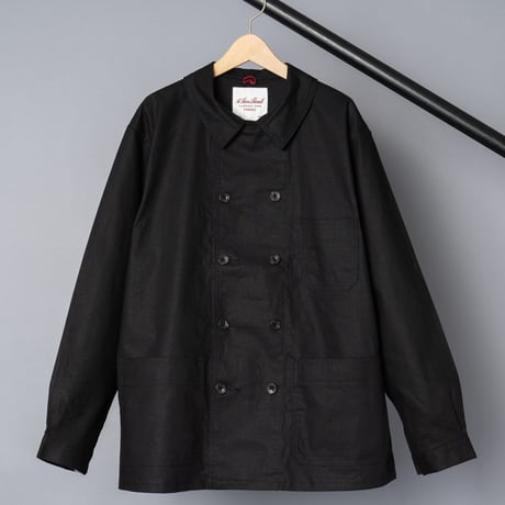 【 Le Sans Pareil / ルサンパレイユ 】 COTTON LINEN POPLIN TRADITIONAL DOUBLE COVERALL homme (BLACK)
