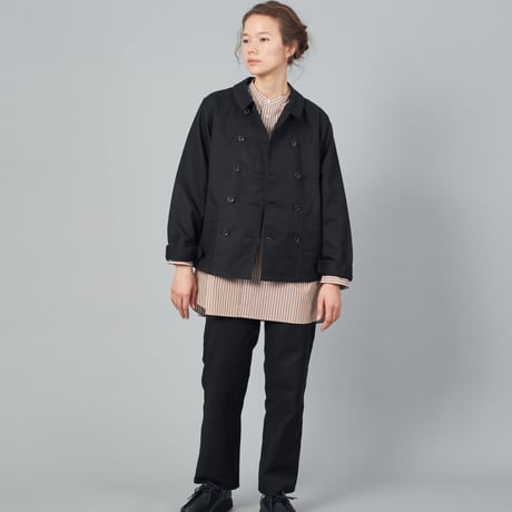 【 Le Sans Pareil / ルサンパレイユ 】 COTTON TWILL TRADITIONAL DOUBLE COVERALL femme (BLACK)