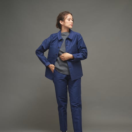 【 Le Sans Pareil / ルサンパレイユ 】COTTON MOLESKIN TRADITIONAL COVERALL femme (NAVY)
