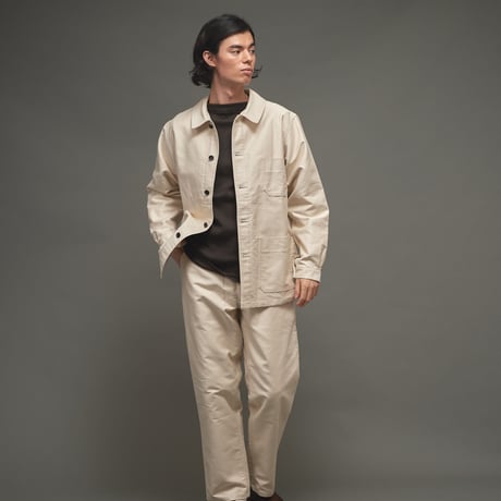 【 Le Sans Pareil / ルサンパレイユ  】COTTON MOLESKIN TRADITIONAL COVERALL homme （IVORY）
