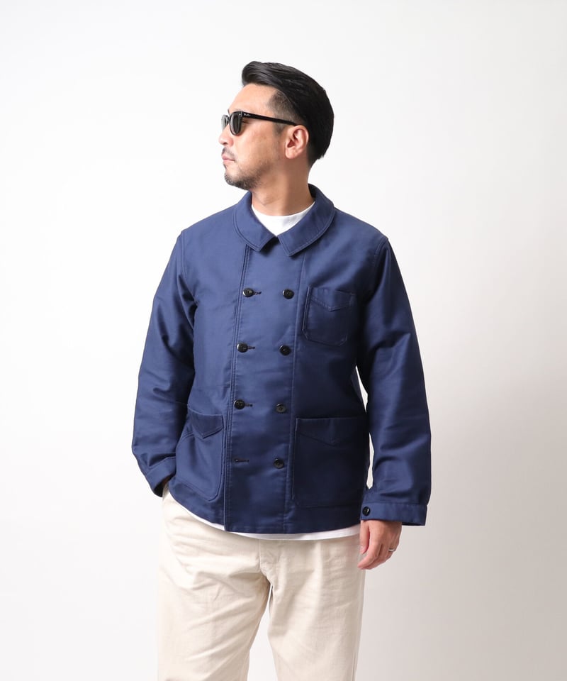ルサンパレイユ モールスキン ジャケット ブルー 42 日本製袖丈62cm