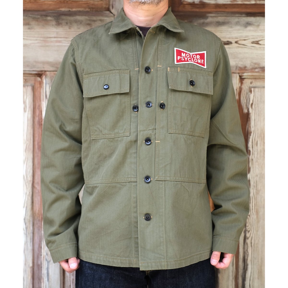 Freewheelers & Co. “A F A” GRUNTS JACKET (YARN-DYED OLIVE)