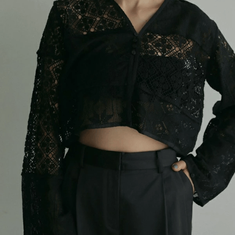 ànuke アンヌーク anuke Patchwork Lace Cardigan パッチワークレースカーディガン 62510403 船曳ひろみ