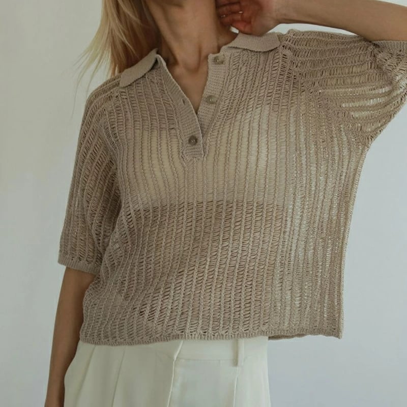 アンヌーク　ショートポロニット anuke（アンヌーク） ニット セーター Short Polo Knit レディース
