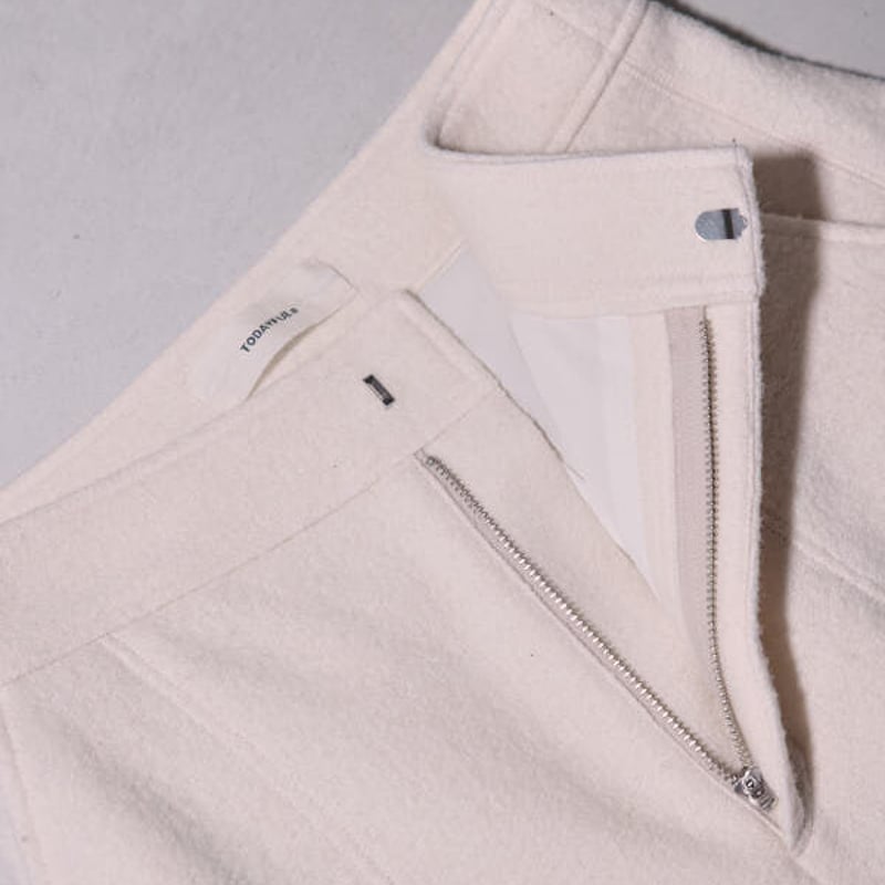 Drawstring Wool Pants トゥデイフル　38 ホワイト Drawstring Wool Pants トゥデイフル38 ホワイト