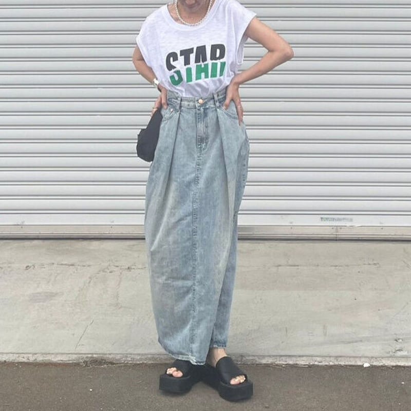 AgAwd アガウド / Tuck Denim Skirt タックデニムスカート / 2317...