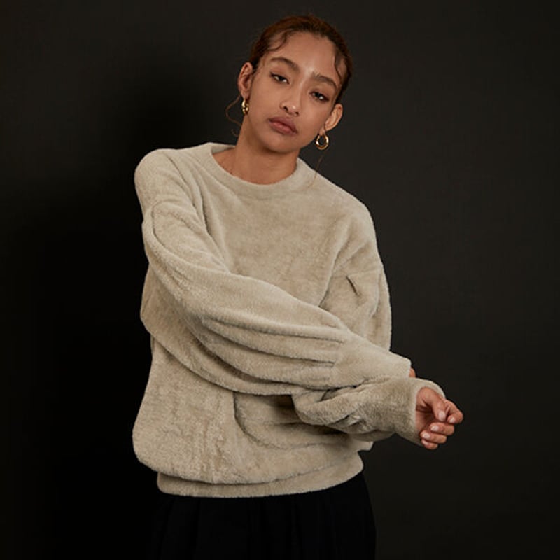 CAVEZA ROSSO カベサロッソ / ランタンスリーブシャギーニットトップス