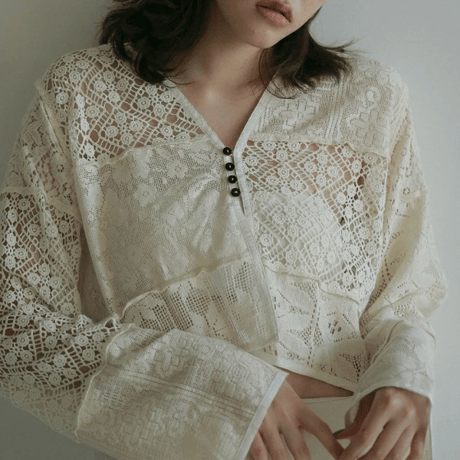 ànuke アンヌーク anuke Patchwork Lace Cardigan パッチワークレースカーディガン 62510403 船曳ひろみ