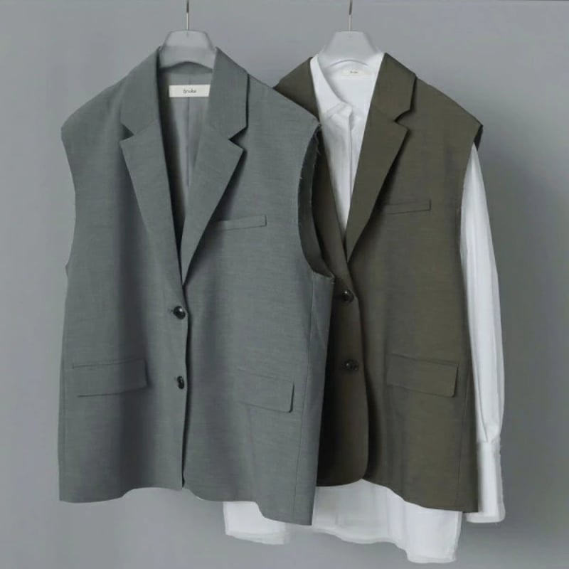 【試着のみ｝anuke CutOFF Over Vest 36 ànuke アンヌーク anuke Cutoff Over Vest カットオフオーバーベスト