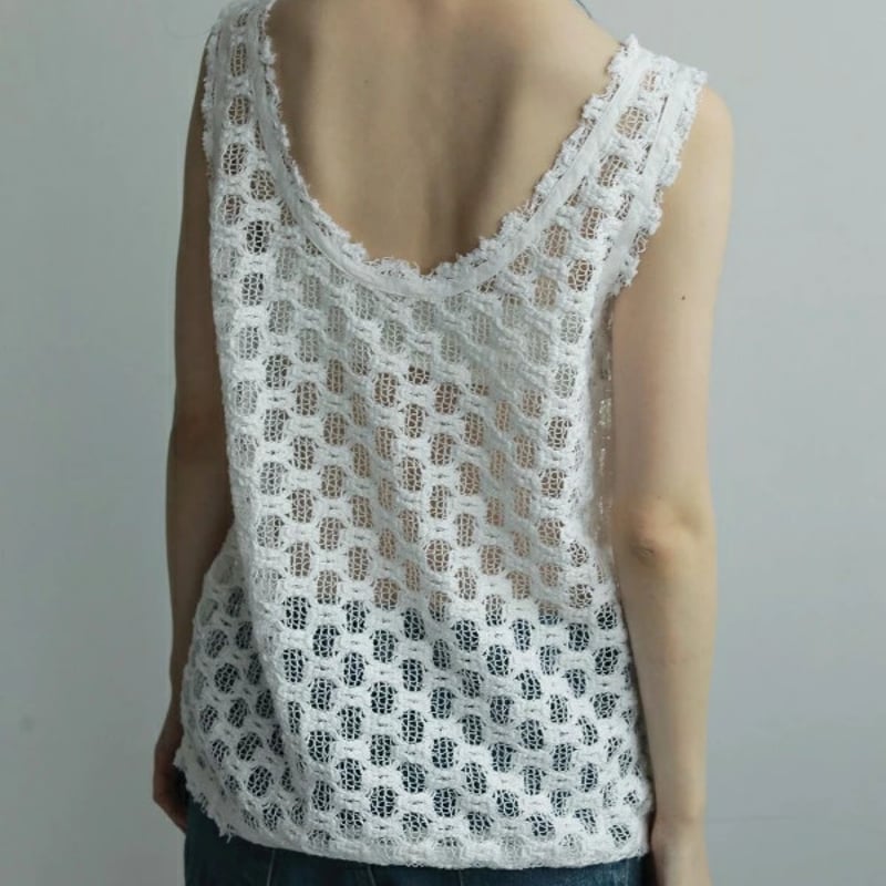 anuke レースタンクトップ　レースベスト ànuke アンヌーク anuke 秋冬 Lace Sleeveless Tops レーススリ