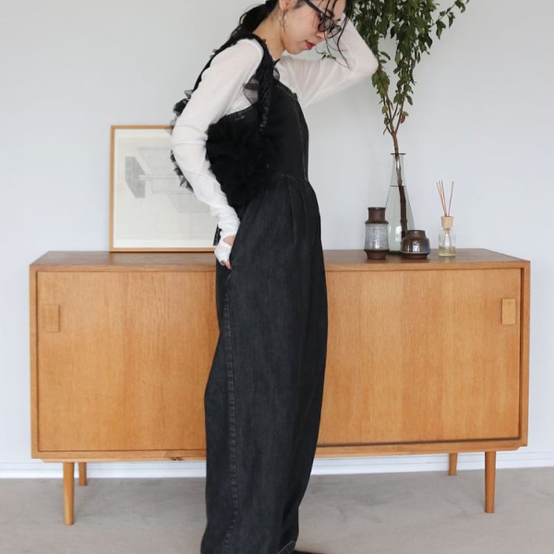 即納】Ungrid アングリッド サイドオープンデニムサロペット