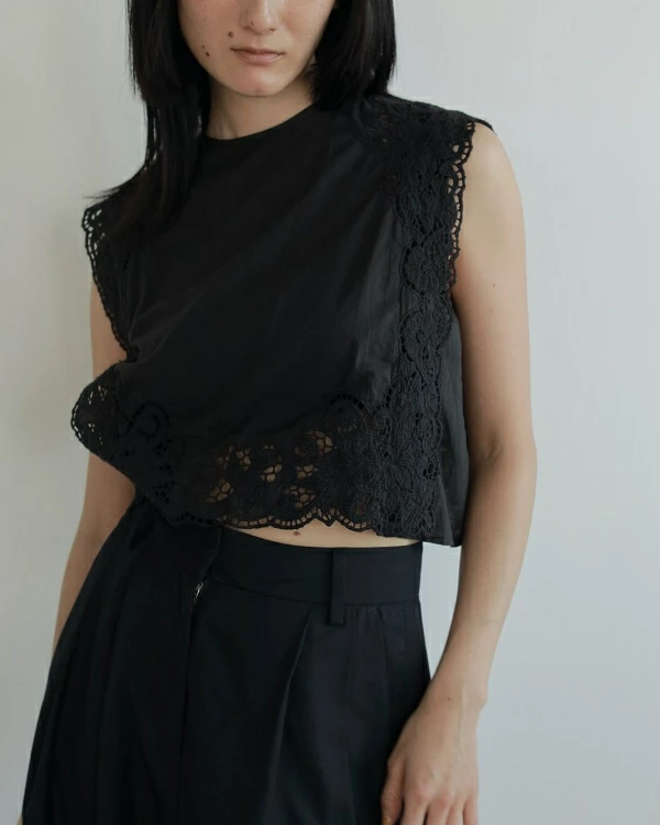 ànuke アンヌーク anuke Cutwork Box Blouse カットワーク