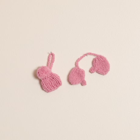 ［tsumugi knits］ミニチュアのミトンとキャップ / ピンク