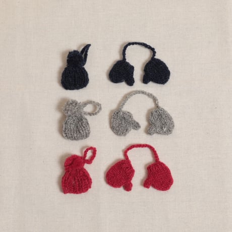 ［tsumugi knits］ミニチュアのミトンとキャップ / グレー
