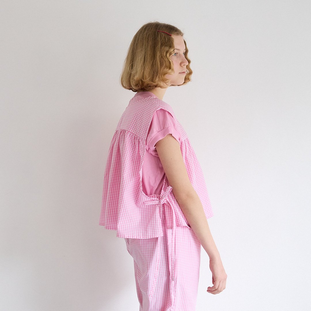 Yarmo］クロップドタバード(サイドリボンブラウス) / ピンク | M AND T