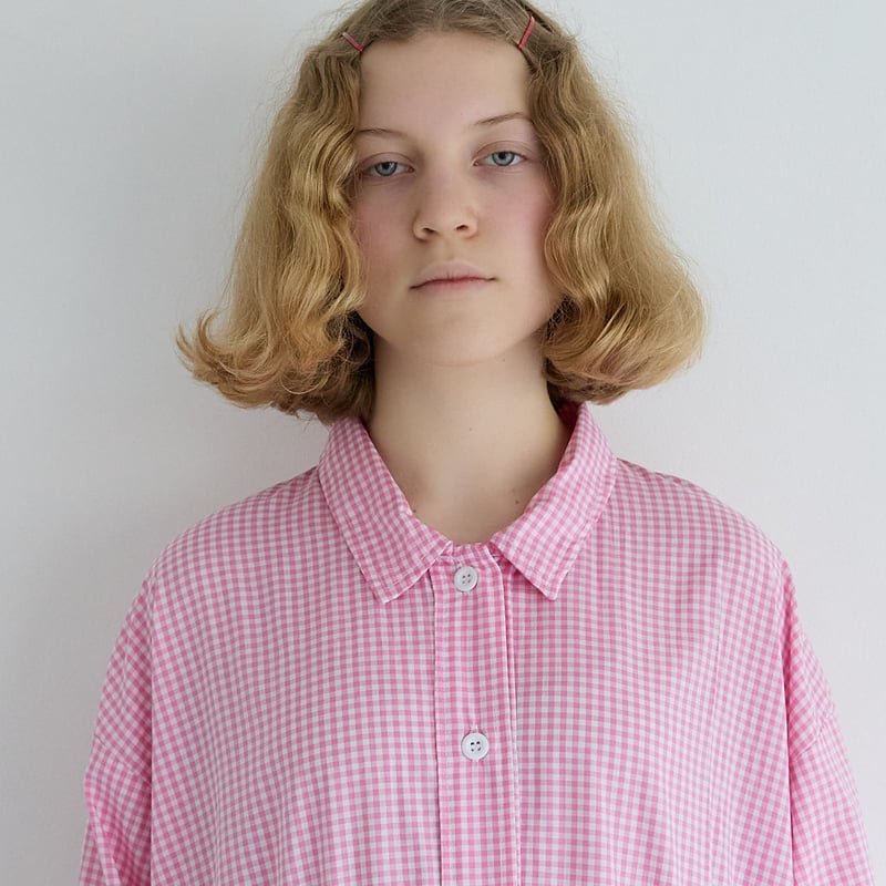 未使用春物 Yarmoヤーモ Gather Tunic Shirts Yarmo］シャツドレス/ ピンク | M AND T PRODUCT