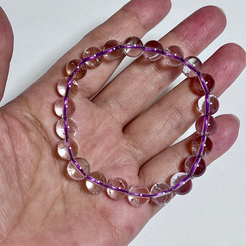 虹あり✨️アメジストデザインブレスレット 幸運への導き 虹入り アイリス 愛人気 お金 アメジスト ピンクタイガー