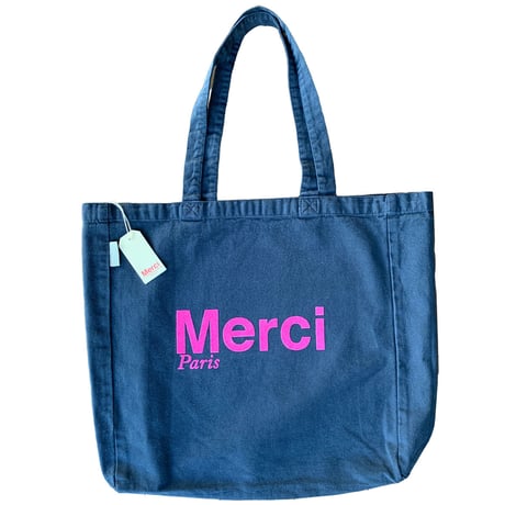 Tote Bag en coton - Bleu Marine & Rose
