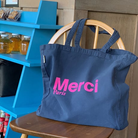 Tote Bag en coton - Bleu Marine & Rose