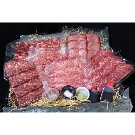 神戸牛希少部位セット＋上タン(焼肉のﾀﾚ･わさび･醤油･牛脂付)540g