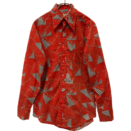 USED VINTAGE  1970's  "PRINT PATCHWORK"Western shirts Made in USA
