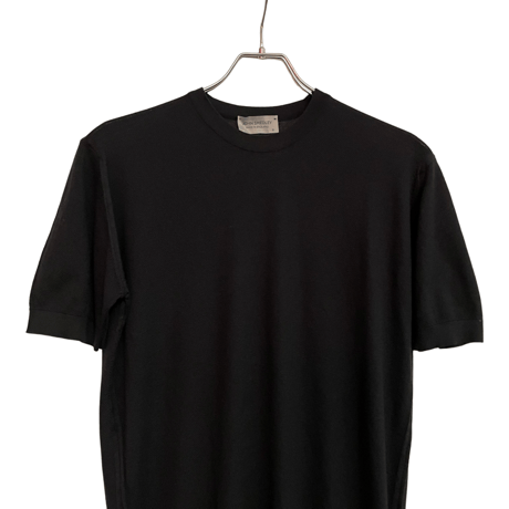 新品　JOHN SMEDLEY S/S  CREWNECK KNIT BLACK  100% SEA ISLAND COTTON  "MADE IN ENGLAND"