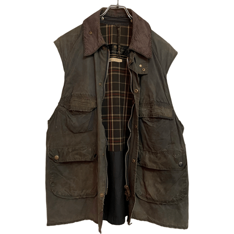 USED 70s~80s  BARBOUR BEDAIL CUT-OFF CUSTOM VEST ONE-WARRANT
