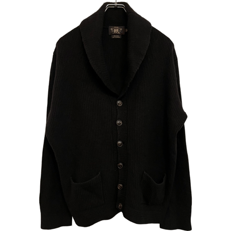 USED RRL ”BLACK SHAWL COLLAR” CARDIGAN  WOOL×CASHMERE MADE IN ITALY SIZE L